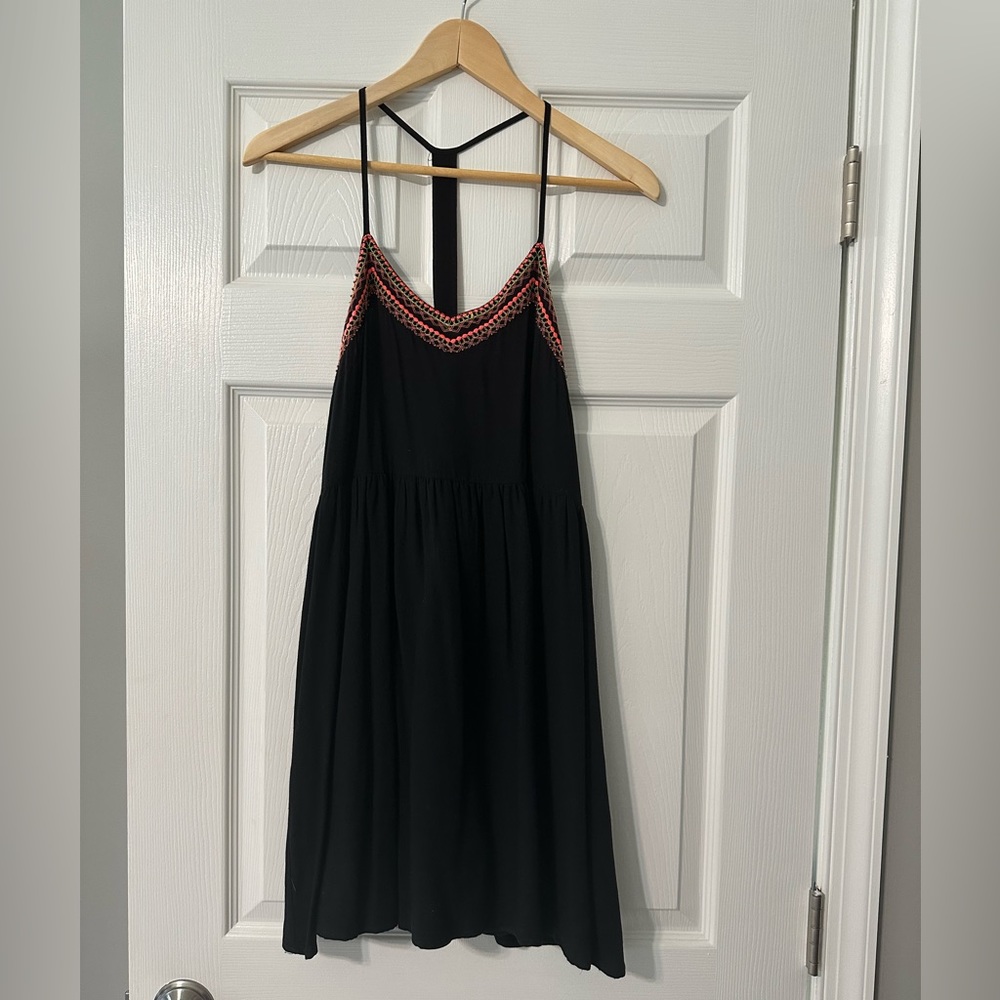 Short black dress with colorful detail